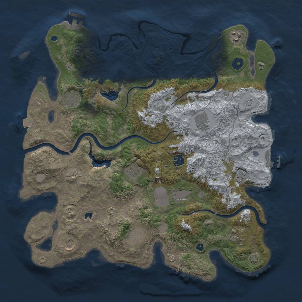 Rust Map: Procedural Map, Size: 4000, Seed: 891939667, 16 Monuments