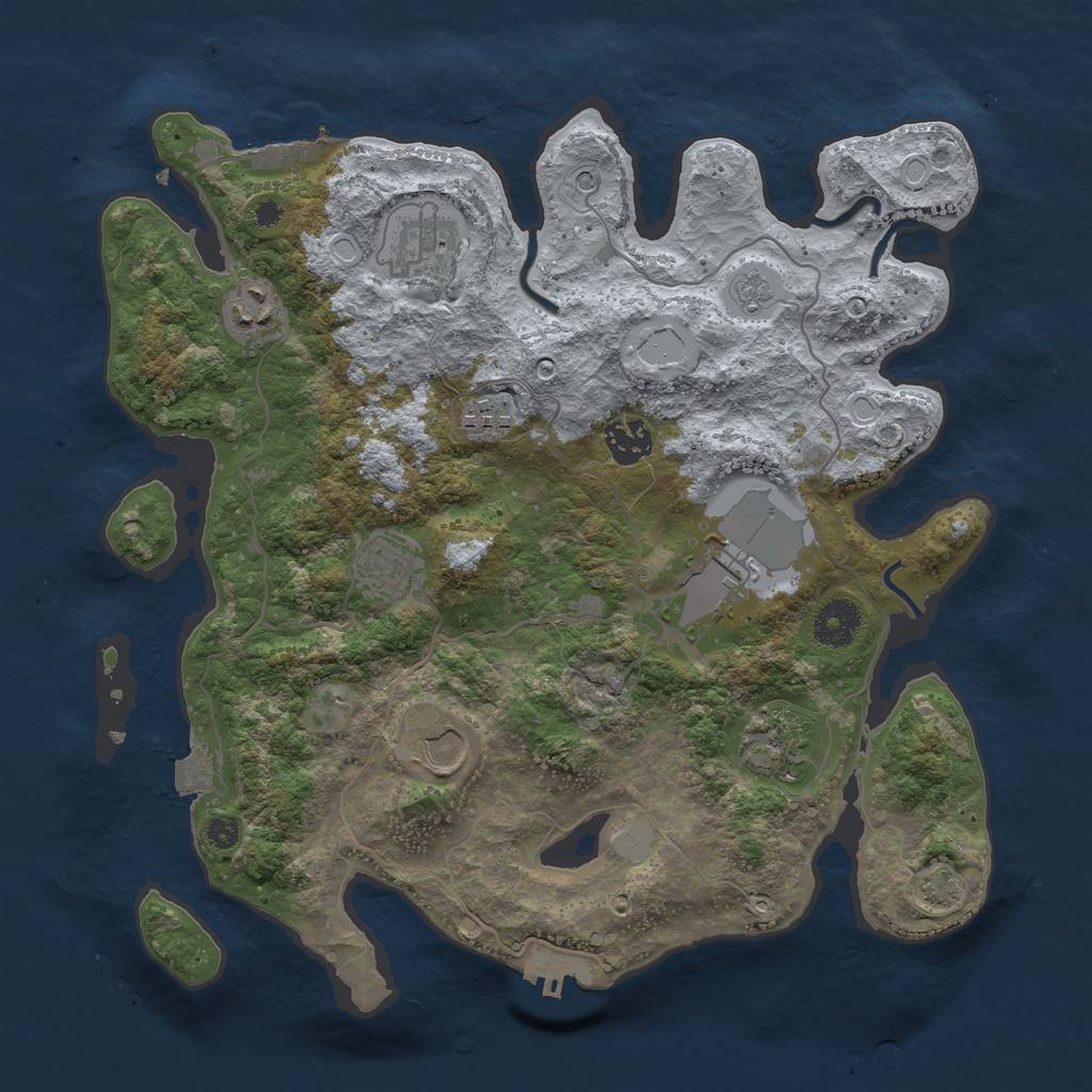 Rust Map: Procedural Map, Size: 3500, Seed: 2108543228, 16 Monuments