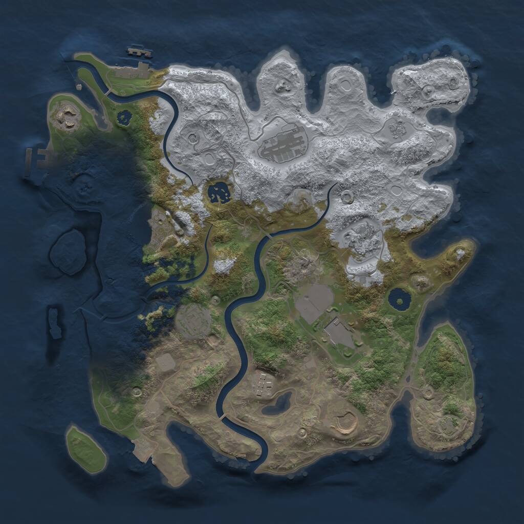 Rust Map: Procedural Map, Size: 3500, Seed: 2108543228, 15 Monuments