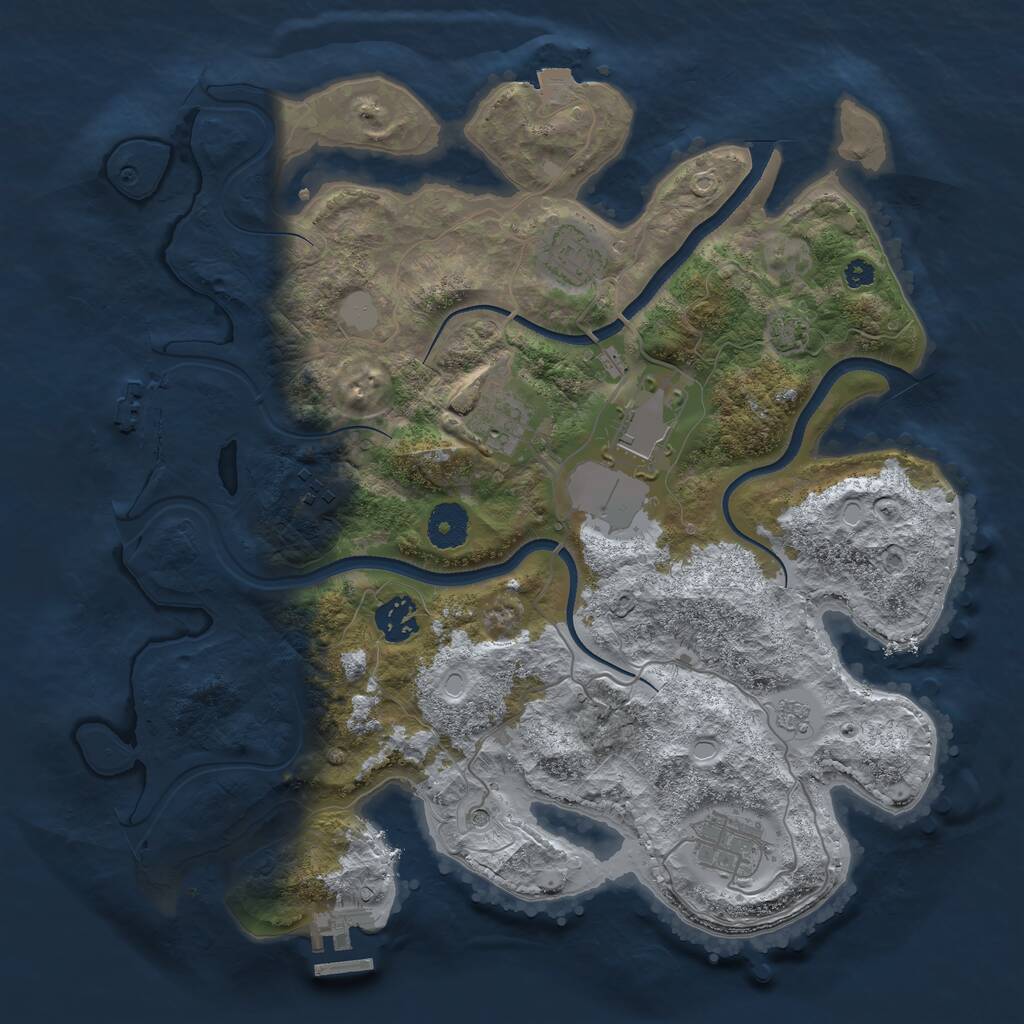 Rust Map: Procedural Map, Size: 3500, Seed: 354954253, 12 Monuments