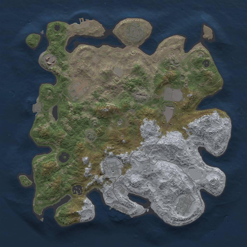 Rust Map: Procedural Map, Size: 3500, Seed: 354954253, 16 Monuments