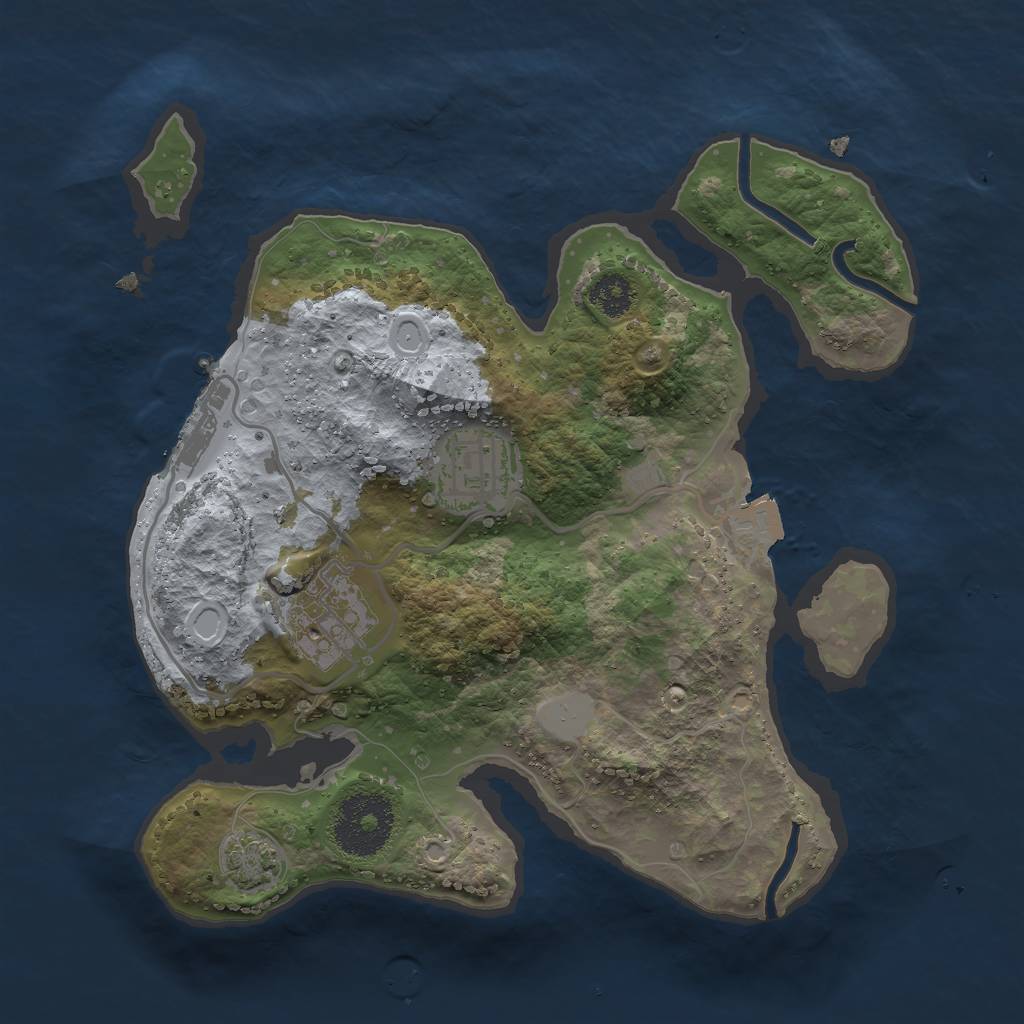 Rust Map: Procedural Map, Size: 2500, Seed: 121744620, 7 Monuments