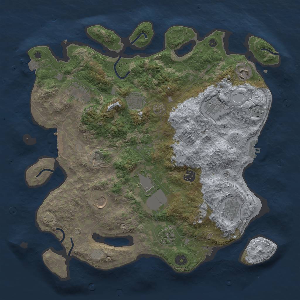 Rust Map: Procedural Map, Size: 3800, Seed: 4896752, 18 Monuments