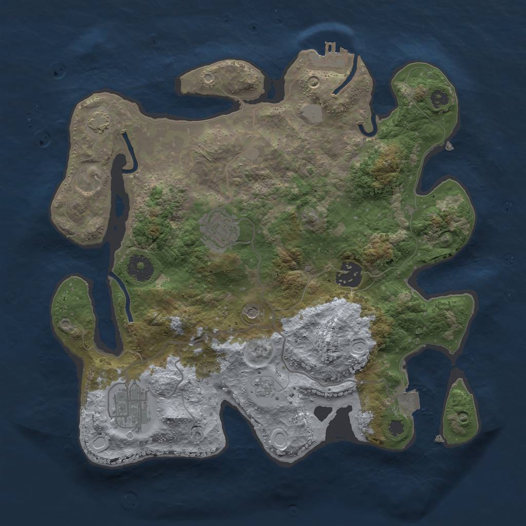 Rust Map: Procedural Map, Size: 3000, Seed: 3090, 10 Monuments