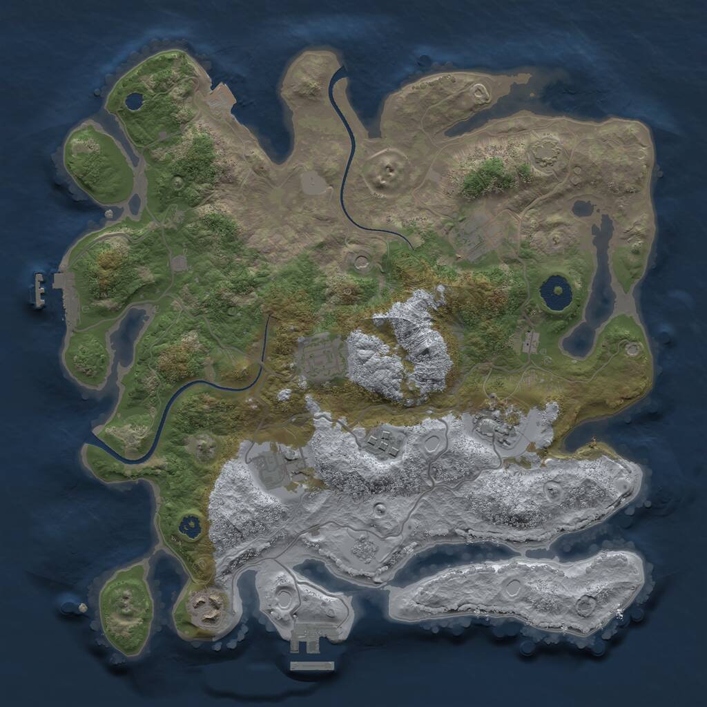 Rust Map: Procedural Map, Size: 3250, Seed: 485779821, 12 Monuments