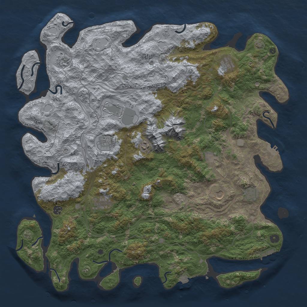 Rust Map: Procedural Map, Size: 5000, Seed: 45648678, 19 Monuments