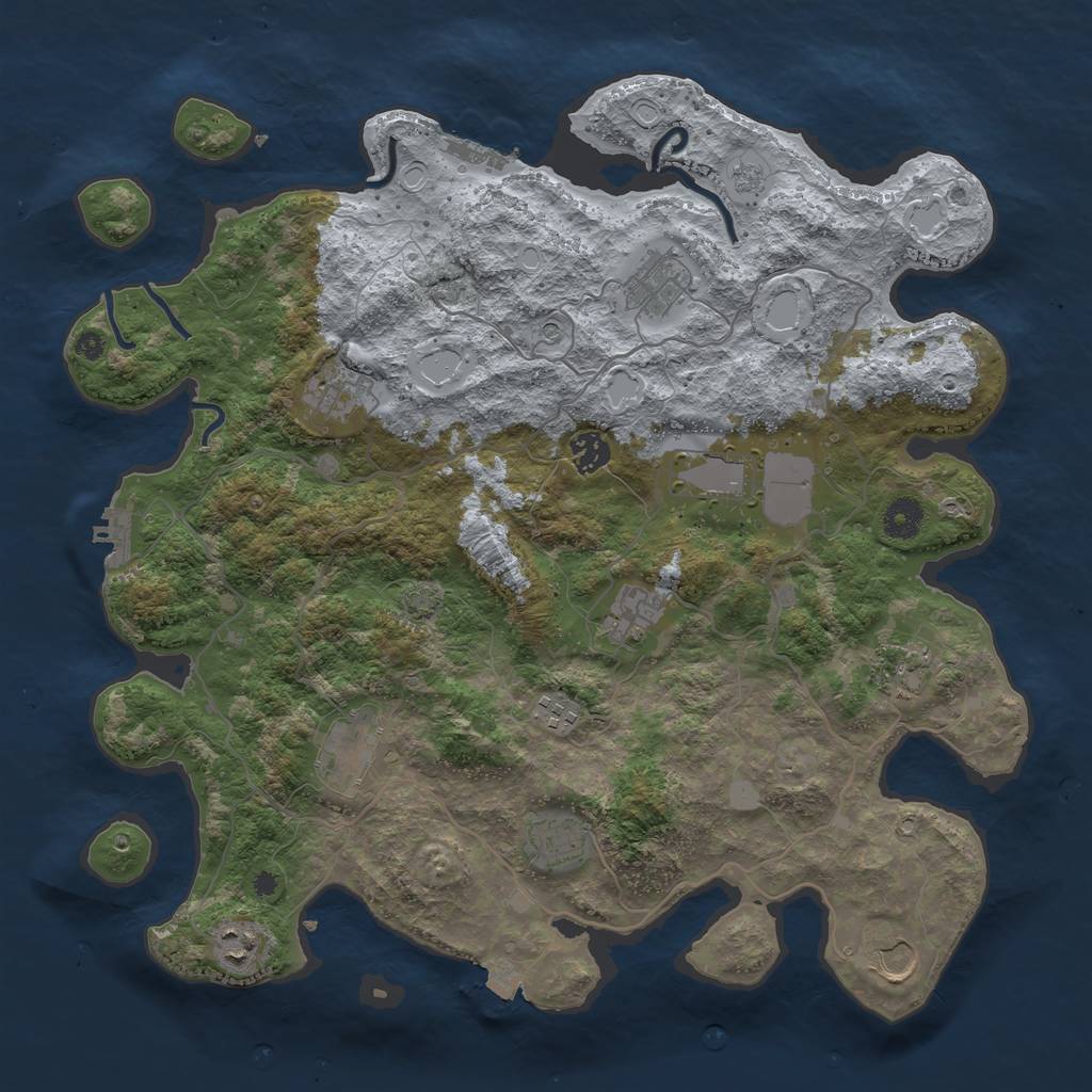 Rust Map: Procedural Map, Size: 4000, Seed: 625002192, 19 Monuments