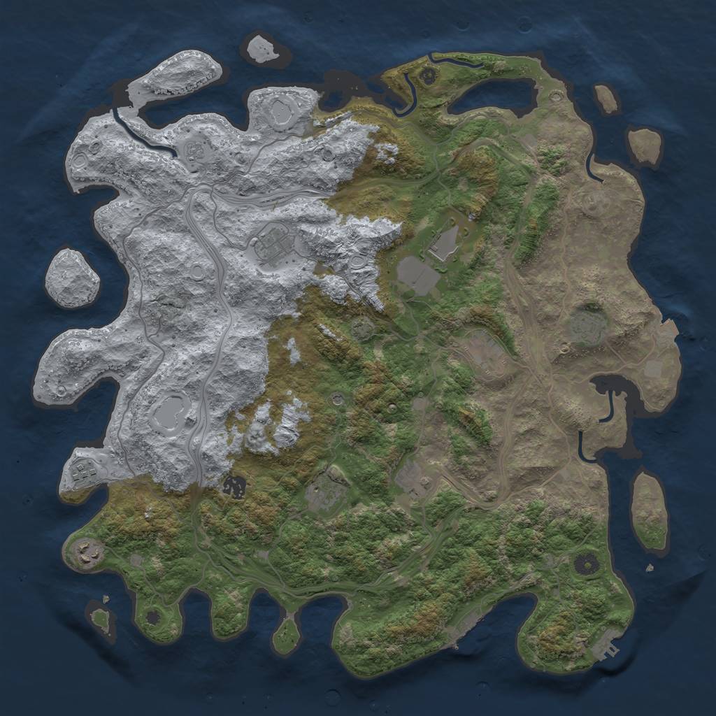 Rust Map: Procedural Map, Size: 4500, Seed: 2017261181, 17 Monuments