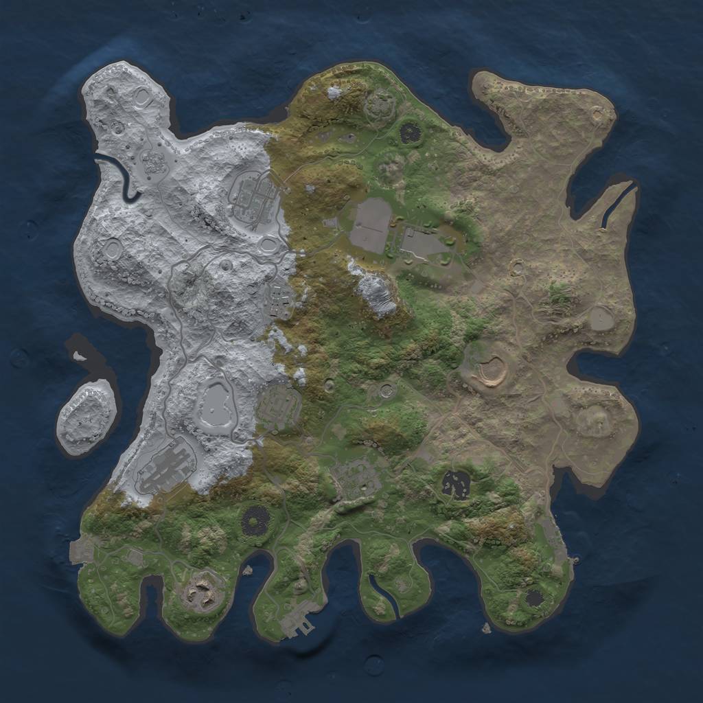 Rust Map: Procedural Map, Size: 3500, Seed: 1420355033, 17 Monuments