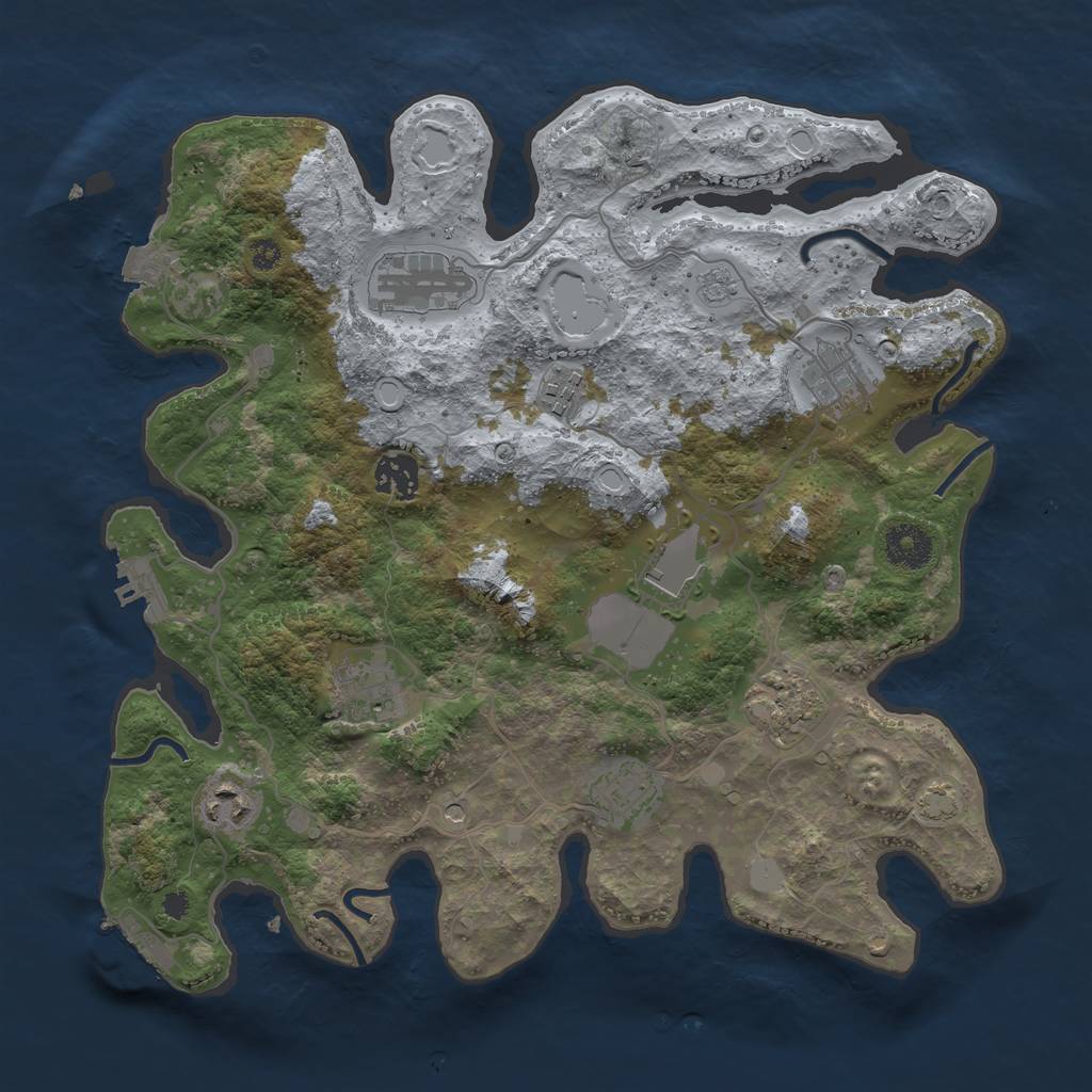 Rust Map: Procedural Map, Size: 3500, Seed: 1240552389, 17 Monuments