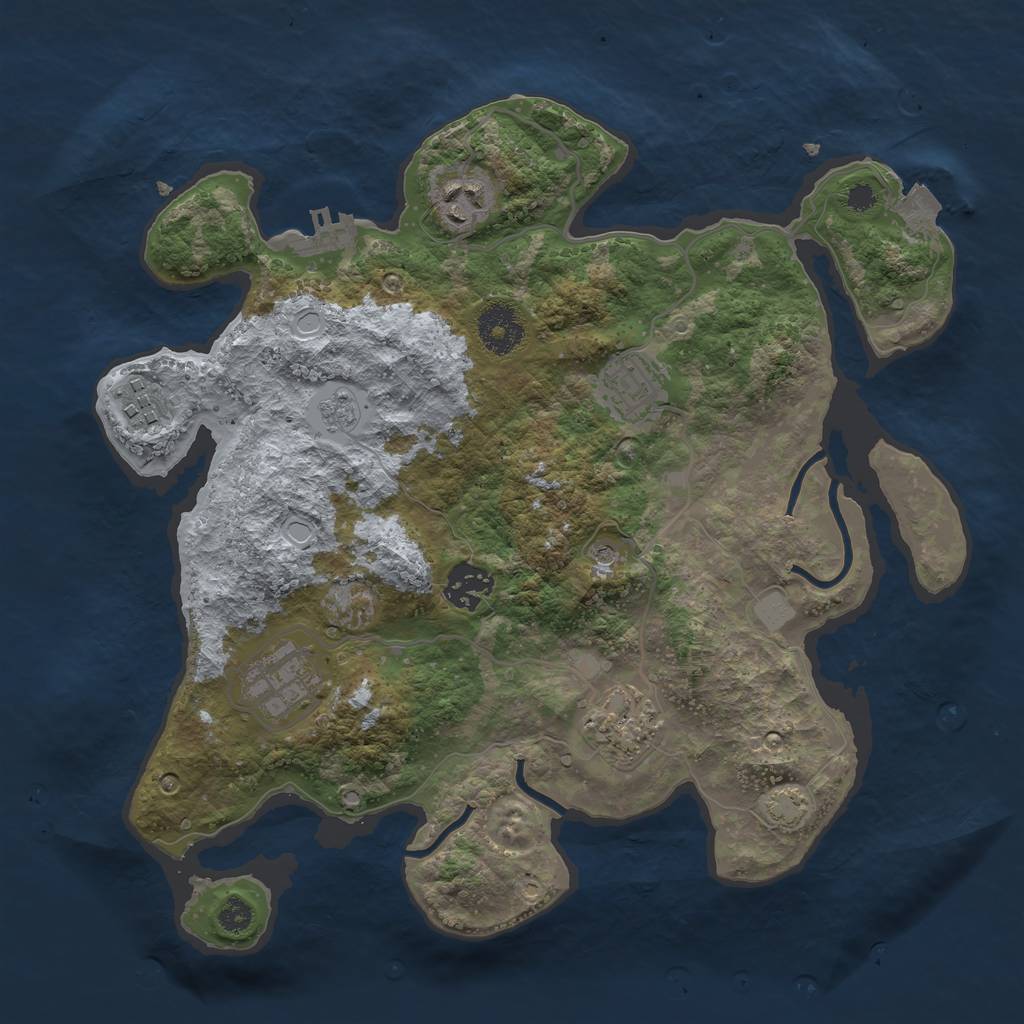 Rust Map: Procedural Map, Size: 3250, Seed: 1923807160, 13 Monuments