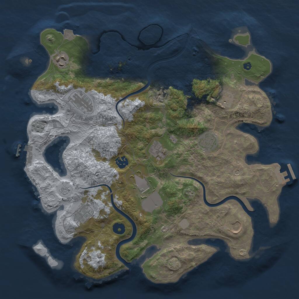 Rust Map: Procedural Map, Size: 3700, Seed: 1115651390, 16 Monuments
