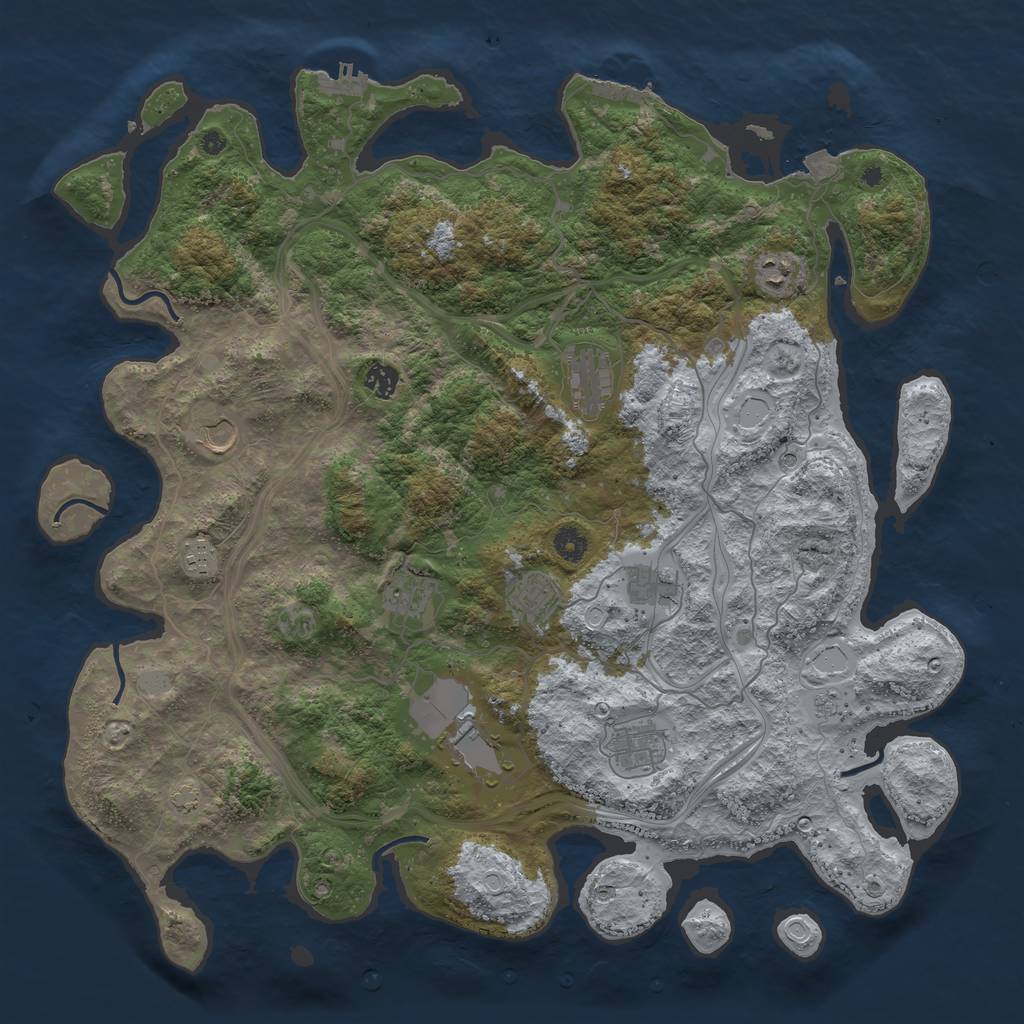 Rust Map: Procedural Map, Size: 4520, Seed: 896358, 18 Monuments