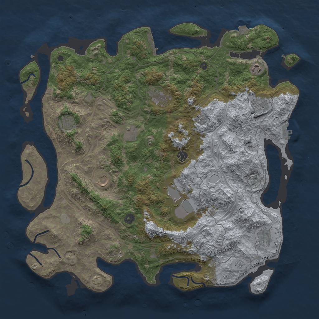Rust Map: Procedural Map, Size: 4500, Seed: 1179518292, 18 Monuments