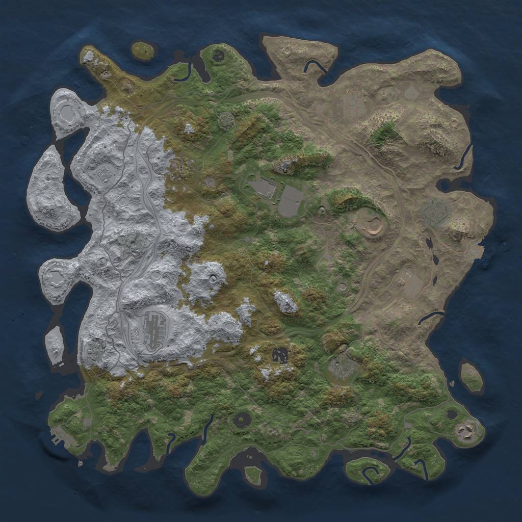 Rust Map: Procedural Map, Size: 4549, Seed: 1469779506, 18 Monuments