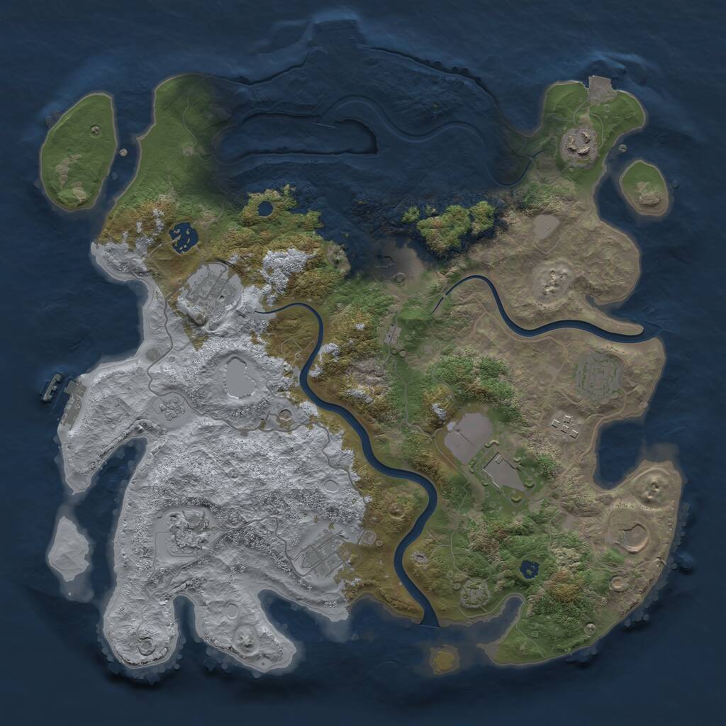 Rust Map: Procedural Map, Size: 3800, Seed: 1883710910, 16 Monuments