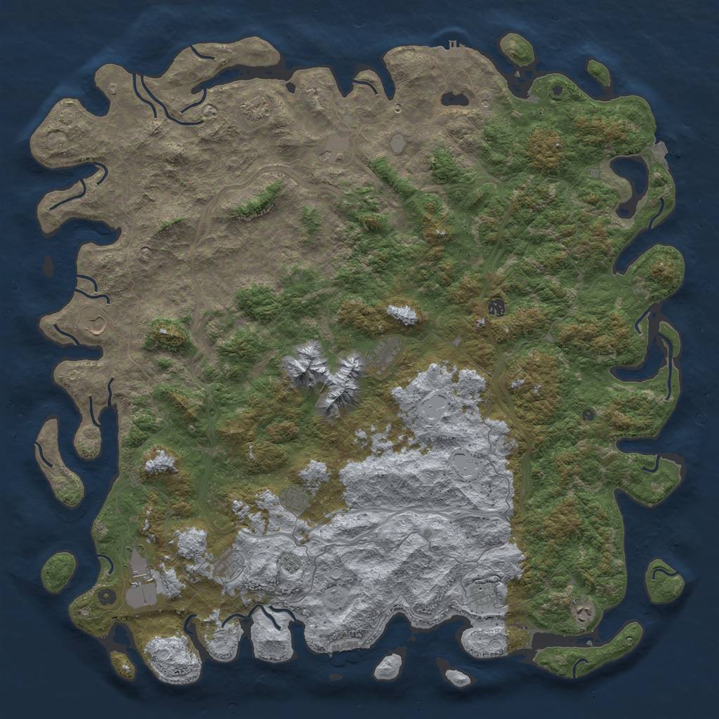 Rust Map: Procedural Map, Size: 6000, Seed: 4001, 19 Monuments