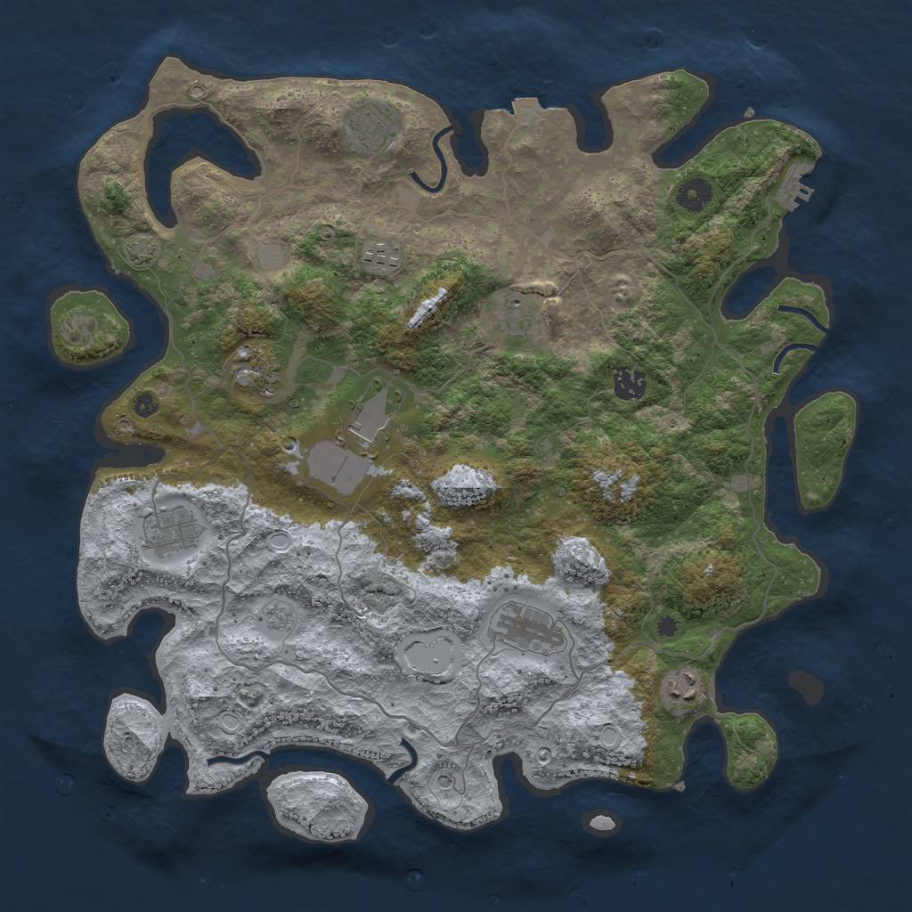 Rust Map: Procedural Map, Size: 4000, Seed: 1800555355, 16 Monuments