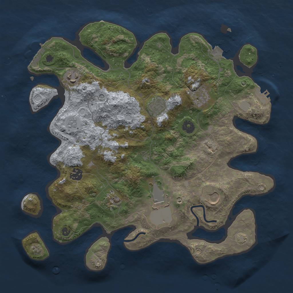Rust Map: Procedural Map, Size: 3500, Seed: 1919943426, 15 Monuments