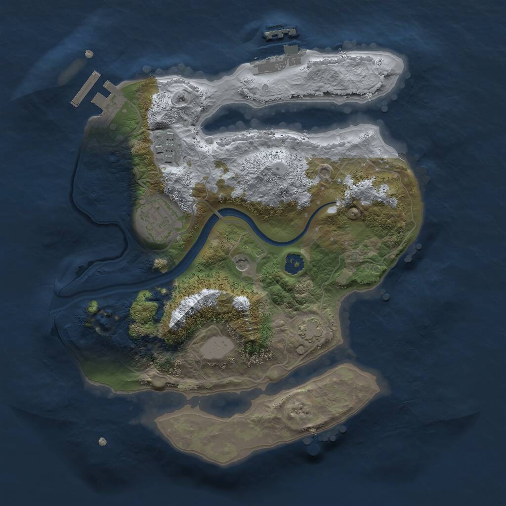Rust Map: Procedural Map, Size: 2500, Seed: 665759383, 7 Monuments