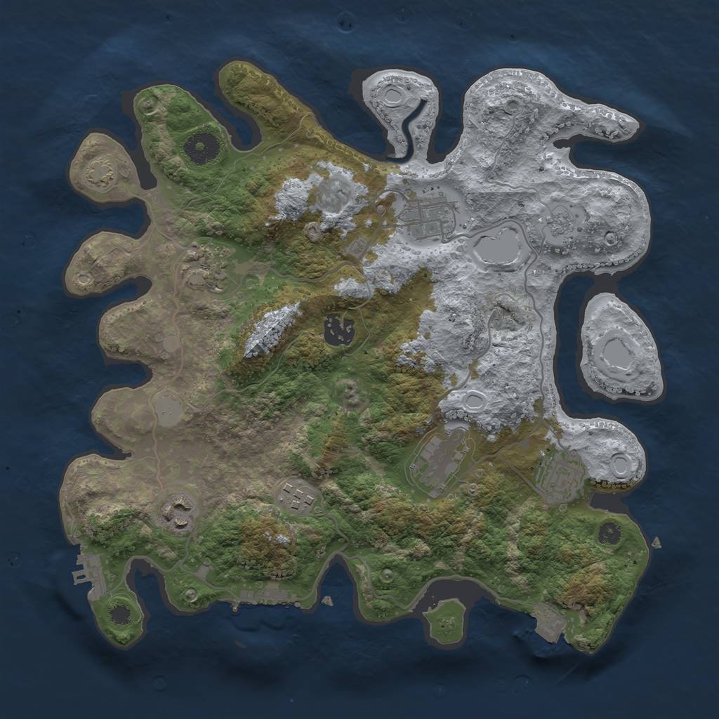 Rust Map: Procedural Map, Size: 3300, Seed: 1616385343, 14 Monuments