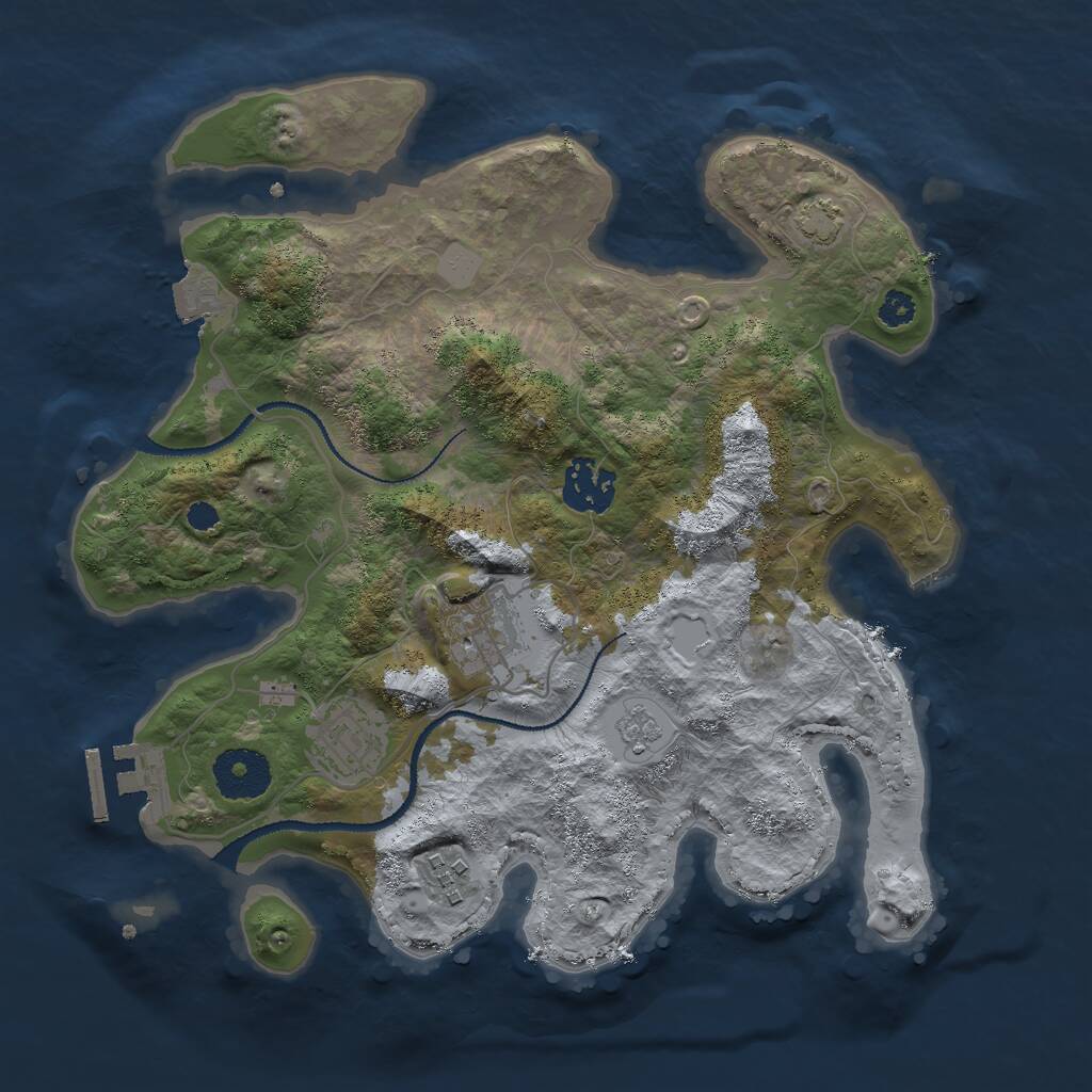 Rust Map: Procedural Map, Size: 3000, Seed: 16122, 8 Monuments