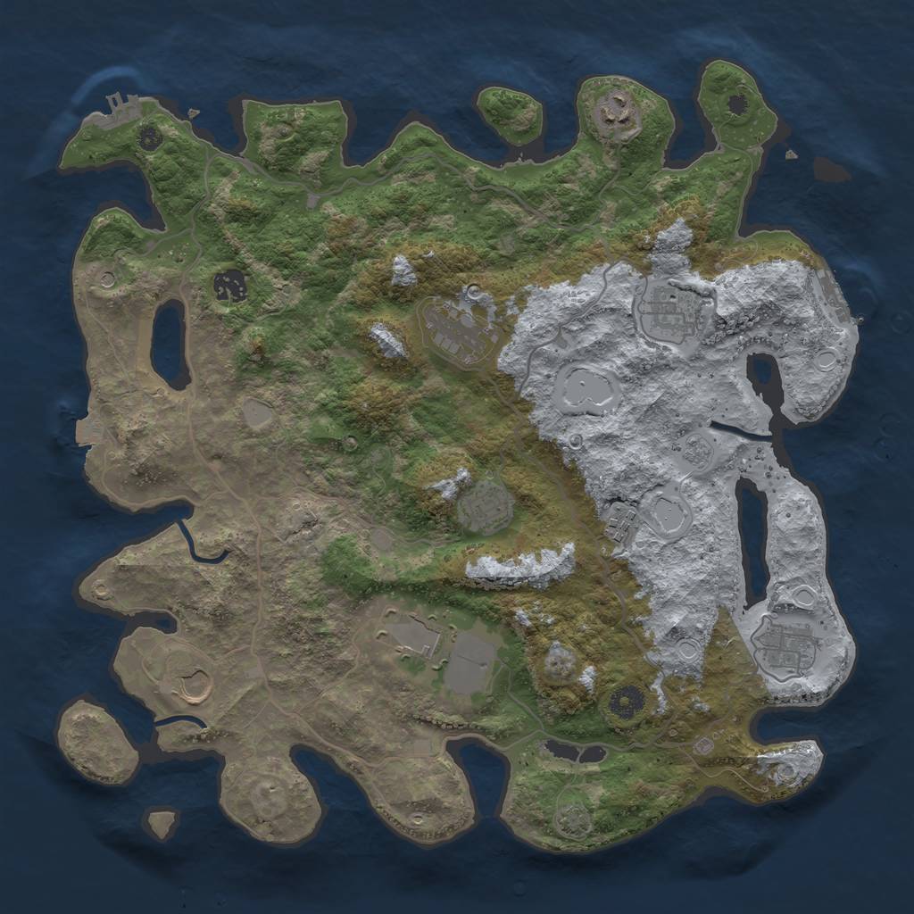 Rust Map: Procedural Map, Size: 4000, Seed: 95000556, 17 Monuments