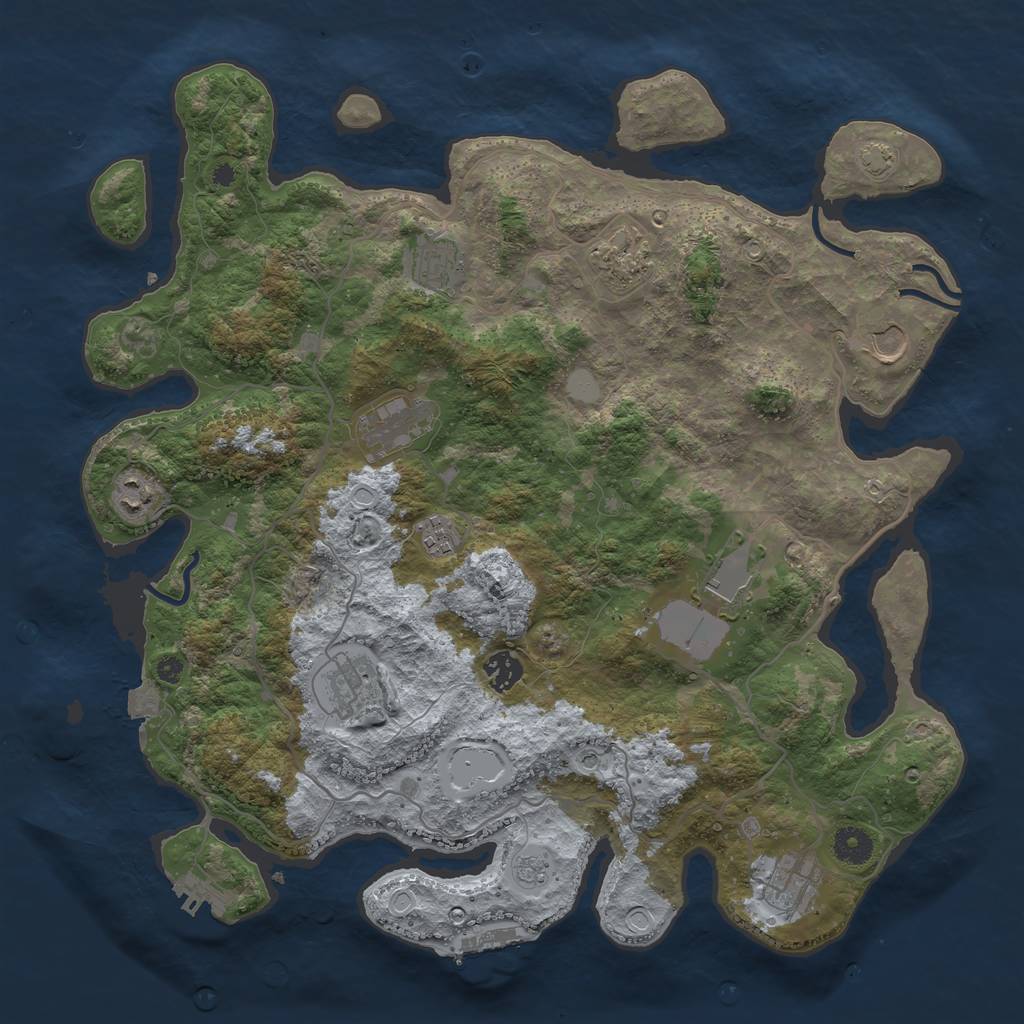 Rust Map: Procedural Map, Size: 4000, Seed: 782174303, 18 Monuments