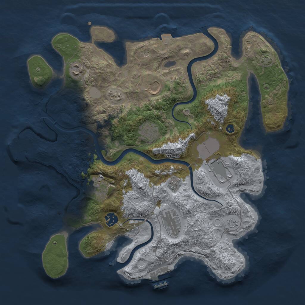 Rust Map: Procedural Map, Size: 3500, Seed: 586372181, 14 Monuments