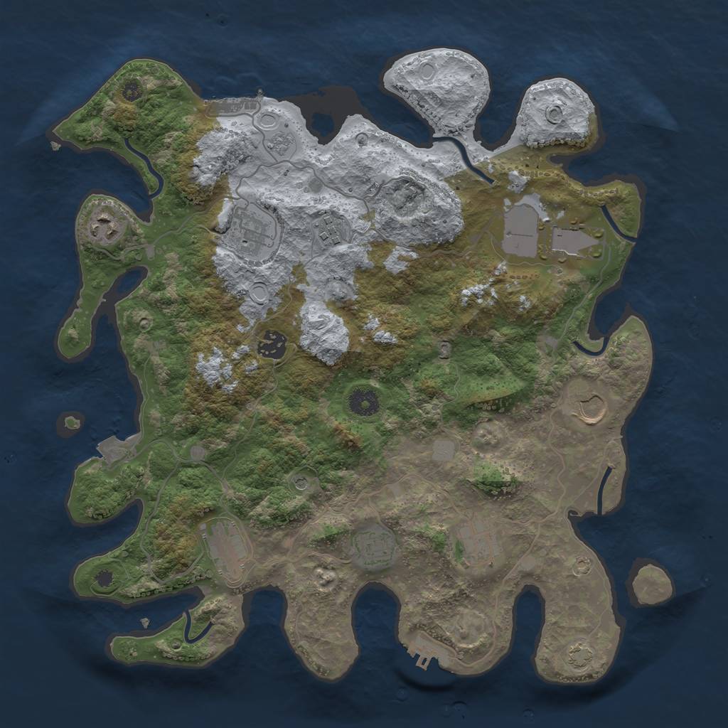Rust Map: Procedural Map, Size: 3750, Seed: 585967, 17 Monuments