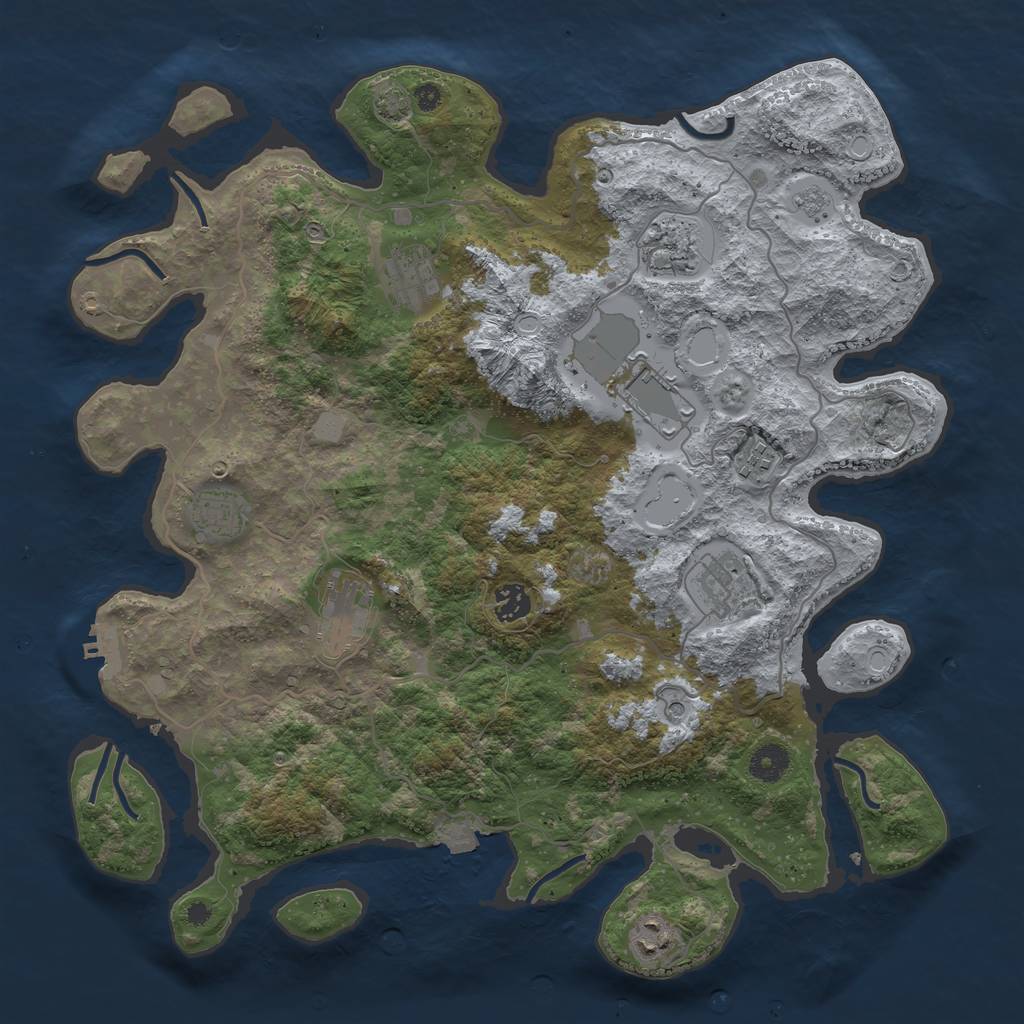Rust Map: Procedural Map, Size: 4000, Seed: 5482, 16 Monuments