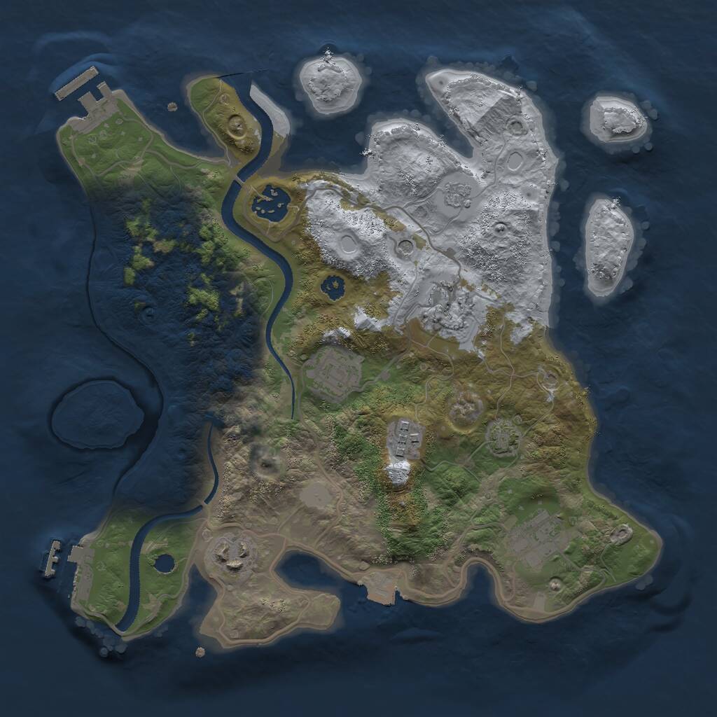 Rust Map: Procedural Map, Size: 3000, Seed: 86142, 12 Monuments