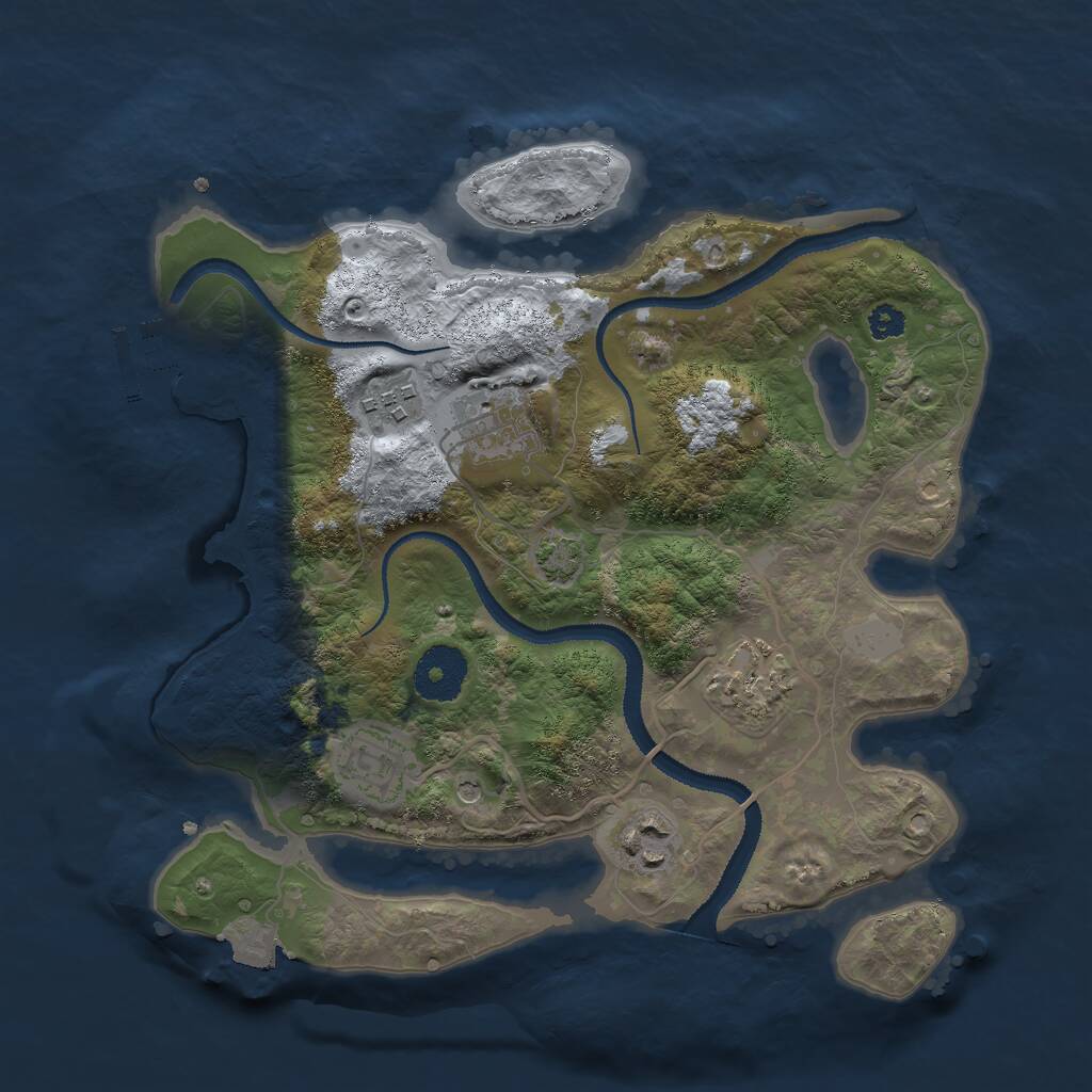 Rust Map: Procedural Map, Size: 3000, Seed: 4374784, 9 Monuments