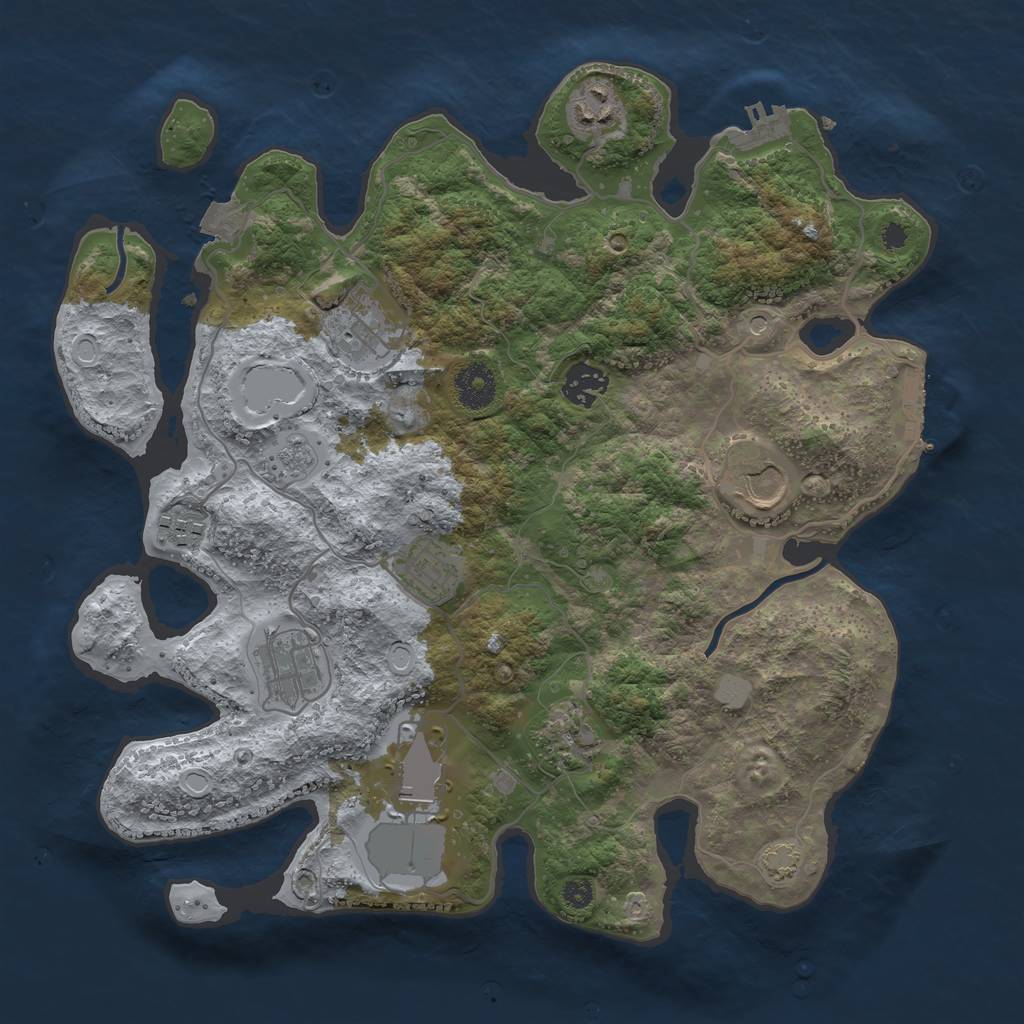 Rust Map: Procedural Map, Size: 3500, Seed: 2028290218, 17 Monuments