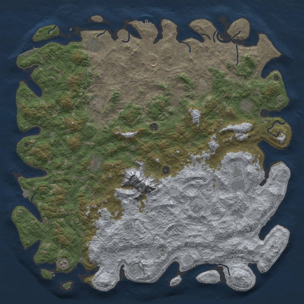 Rust Map: Procedural Map, Size: 6000, Seed: 850150091, 19 Monuments