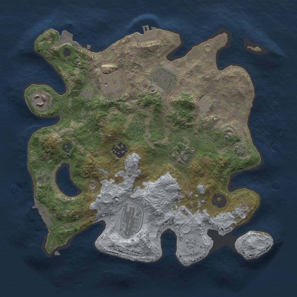 Rust Map: Procedural Map, Size: 3000, Seed: 1345, 14 Monuments