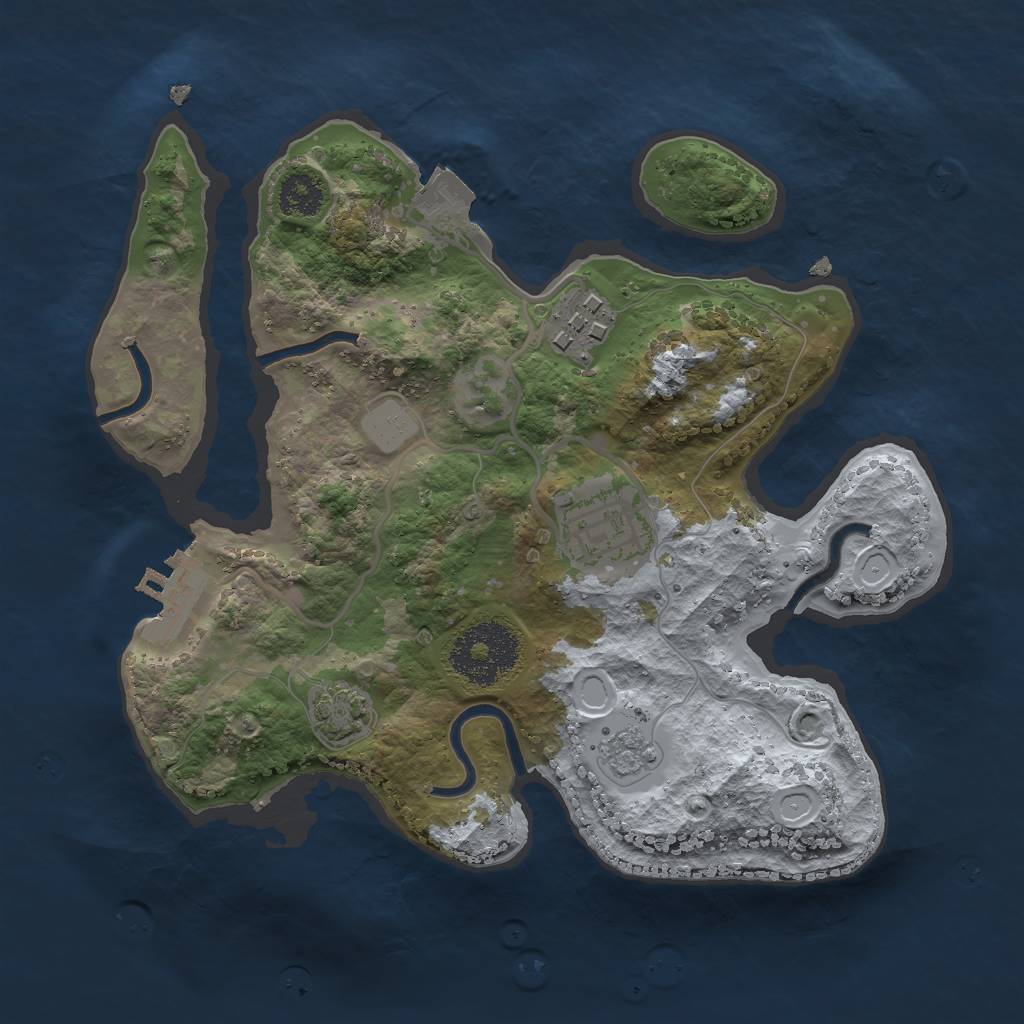 Rust Map: Procedural Map, Size: 2400, Seed: 1424050562, 8 Monuments