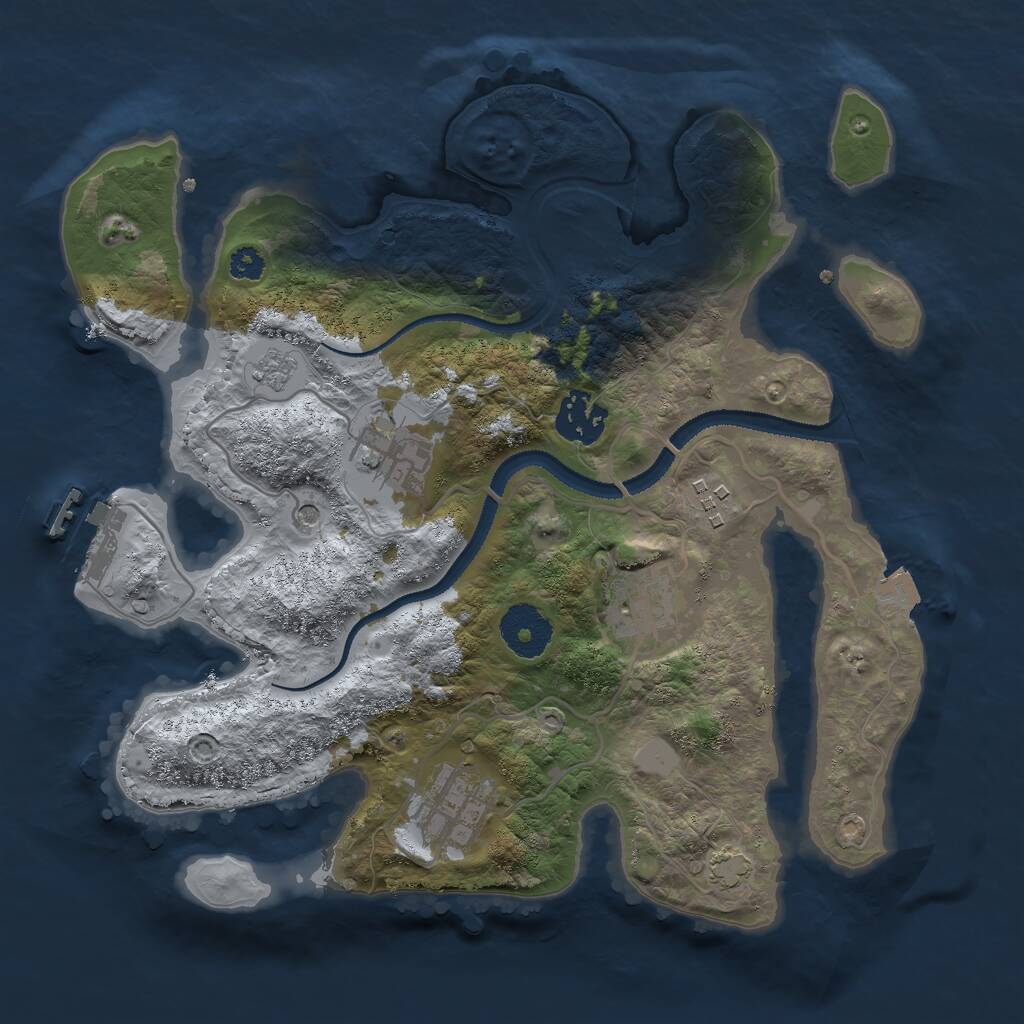 Rust Map: Procedural Map, Size: 3000, Seed: 2028290218, 10 Monuments