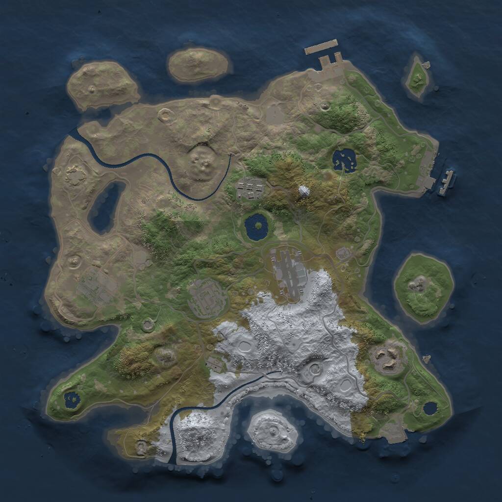 Rust Map: Procedural Map, Size: 3000, Seed: 752510850, 11 Monuments