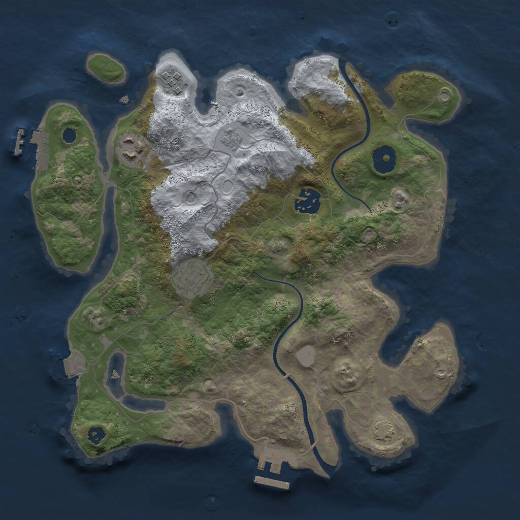 Rust Map: Procedural Map, Size: 3000, Seed: 1195194221, 10 Monuments