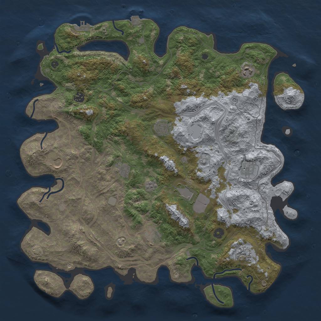 Rust Map: Procedural Map, Size: 4500, Seed: 2135780727, 16 Monuments