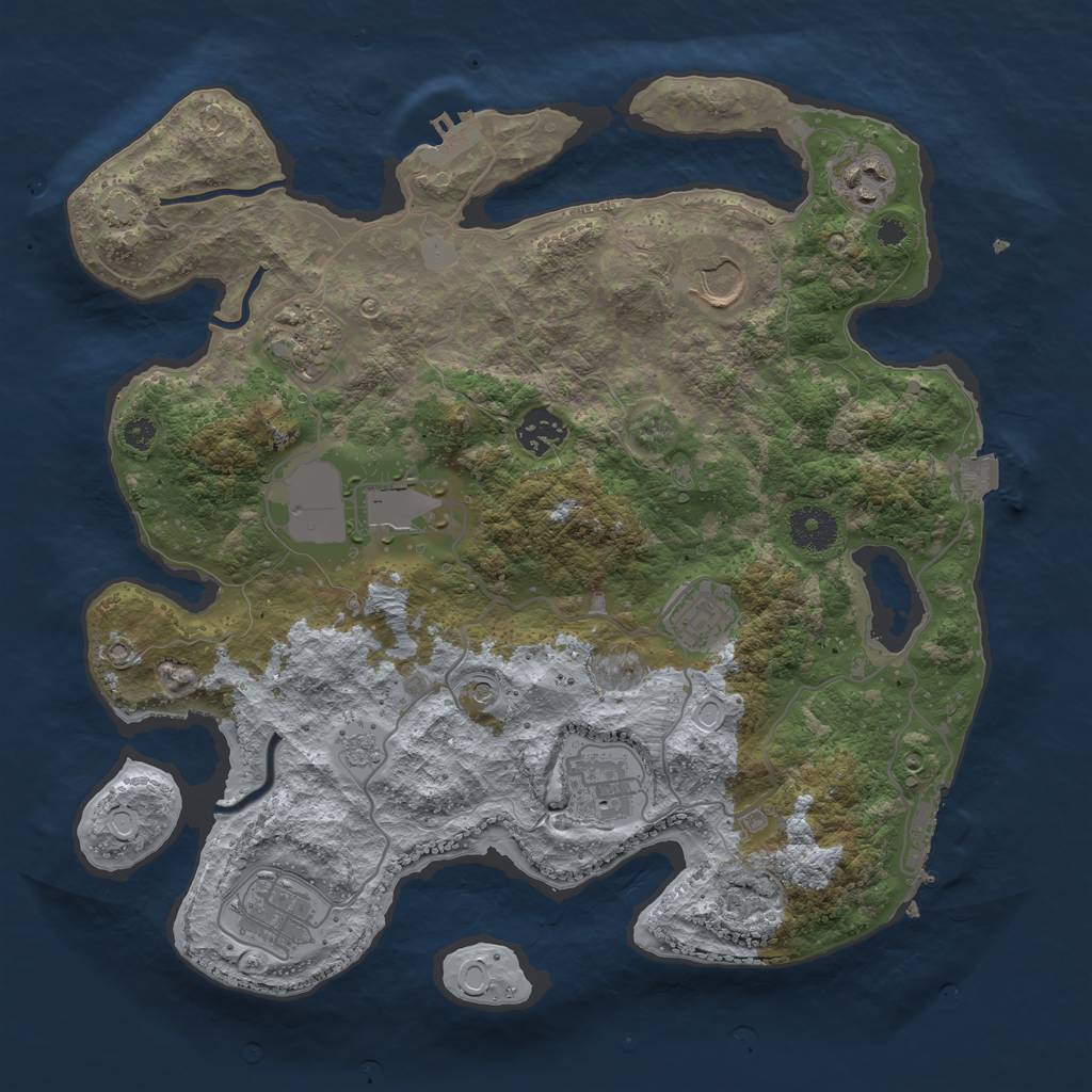 Rust Map: Procedural Map, Size: 3500, Seed: 1444707969, 16 Monuments