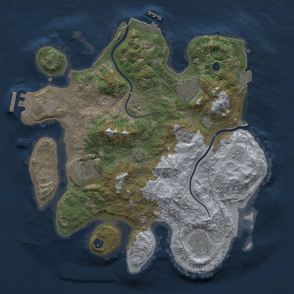 Rust Map: Procedural Map, Size: 3000, Seed: 81572, 10 Monuments