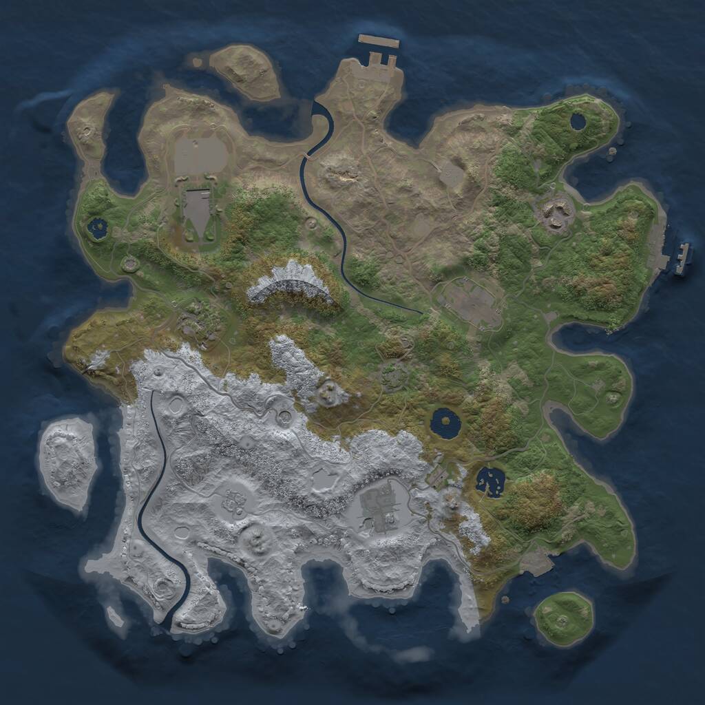Rust Map: Procedural Map, Size: 3500, Seed: 414976013, 12 Monuments