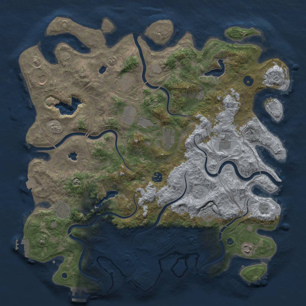 Rust Map: Procedural Map, Size: 4500, Seed: 1303998536, 16 Monuments
