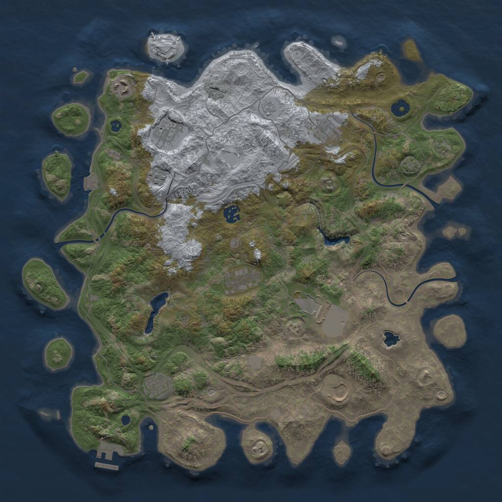 Rust Map: Procedural Map, Size: 4300, Seed: 869231669, 14 Monuments