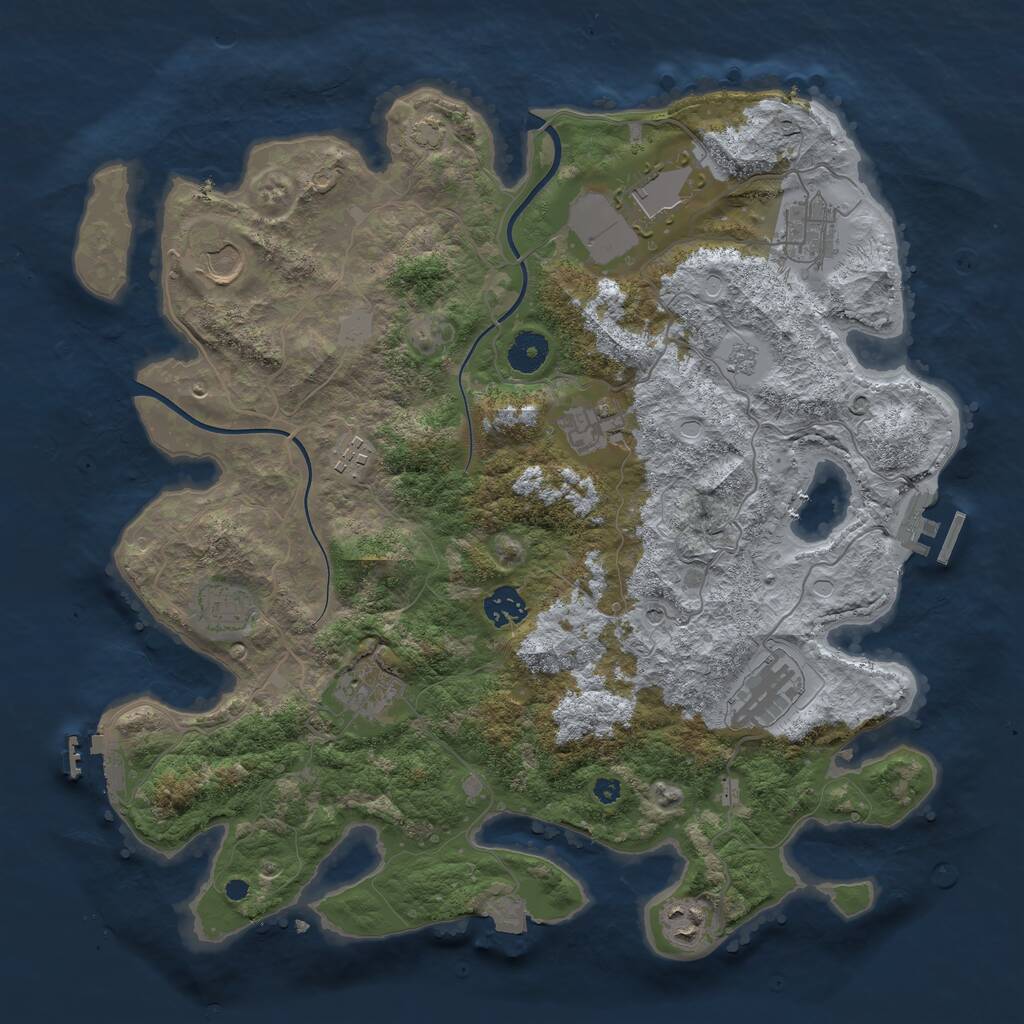 Rust Map: Procedural Map, Size: 3800, Seed: 10422765, 16 Monuments