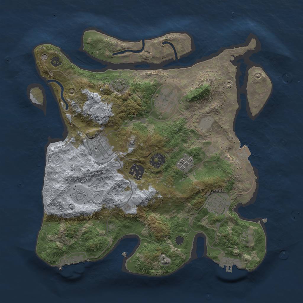 Rust Map: Procedural Map, Size: 3000, Seed: 55645, 12 Monuments