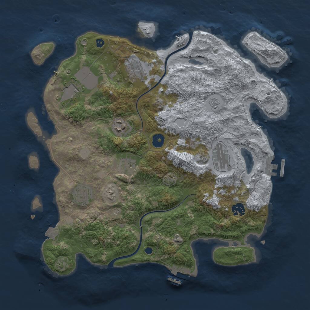 Rust Map: Procedural Map, Size: 3550, Seed: 98812922, 13 Monuments