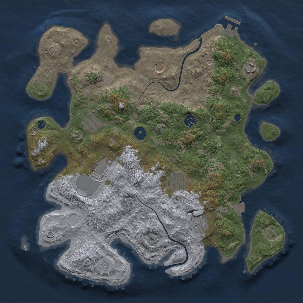 Rust Map: Procedural Map, Size: 3650, Seed: 95270209, 13 Monuments